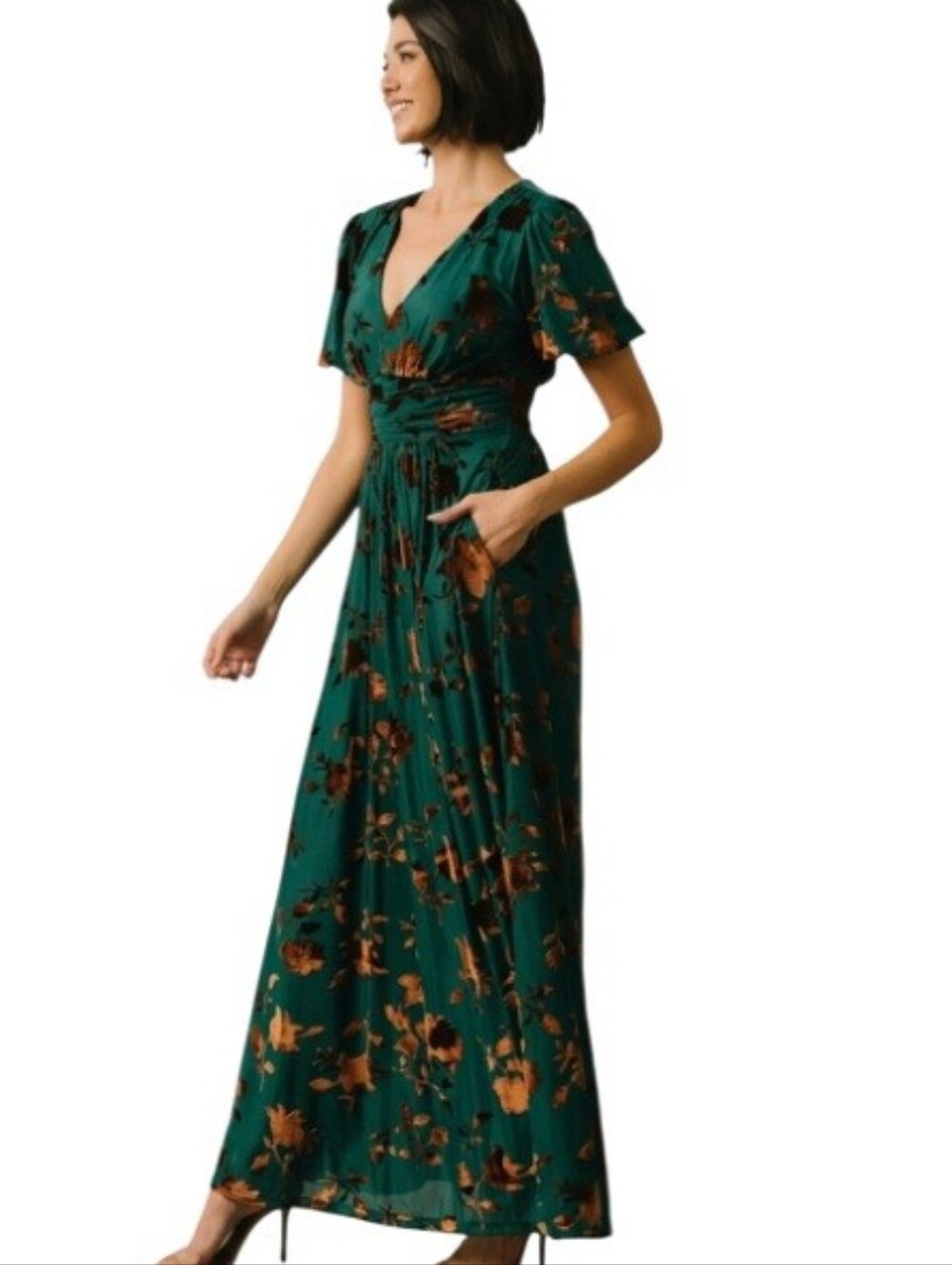 Baltic Born Leslie Velvet Maxi Dress Jade & Bronze Size XL NWOT - Picture 5 of 14